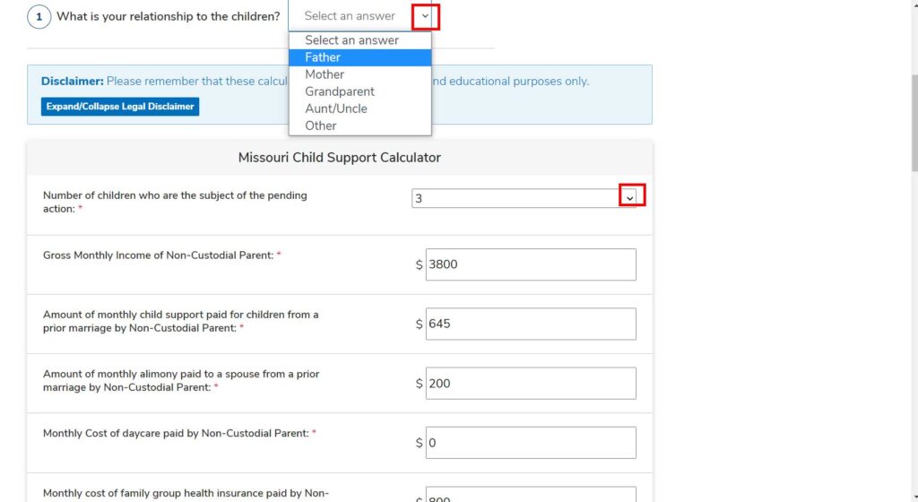 Calculate MO Child Support 2024
